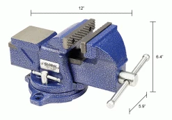 Global Industrial™ 4" Jaw Width 2-1/4" Throat Depth General Purpose Bench Vise W/ Swivel Base -Hand Tools popular store 534515IN dim