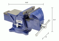 Global Industrial 6" Jaw Width 3" Throat Depth General Purpose Bench Vise W/ Swivel Base -Hand Tools popular store 534516IN dim