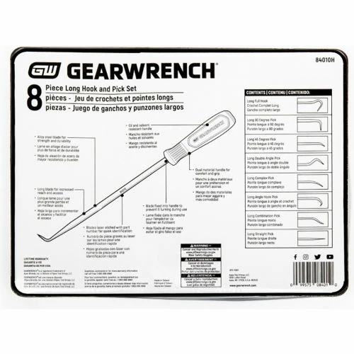 Gearwrench® 8 Piece Long Hook & Pick Set, 9"L 4 Gearwrench® 8 Piece Long Hook & Pick Set, 9"L - Image 2
