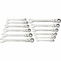 Gearwrench® 90 Tooth & 12 Point Flex Head Metric Combination Ratcheting Wrench, Set of 12