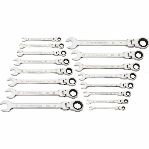Gearwrench® 90 Tooth & 12 Point Flex Head Metric Combination Ratcheting Wrench, Set of 16 3 Gearwrench® 90 Tooth & 12 Point Flex Head Metric Combination Ratcheting Wrench, Set of 16