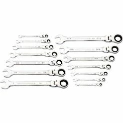 Gearwrench® 90 Tooth & 12 Point Flex Head SAE Combination Ratcheting Wrench, Set of 14