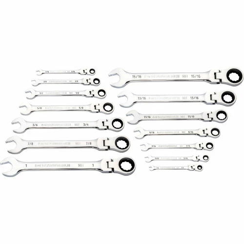 Gearwrench® 90 Tooth & 12 Point Flex Head SAE Combination Ratcheting Wrench, Set of 14 3 Gearwrench® 90 Tooth & 12 Point Flex Head SAE Combination Ratcheting Wrench, Set of 14