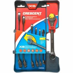 Crescent CX6RWS7 Combination Wrench Set with Ratcheting Open-End and Static Box-End, 7-Piece