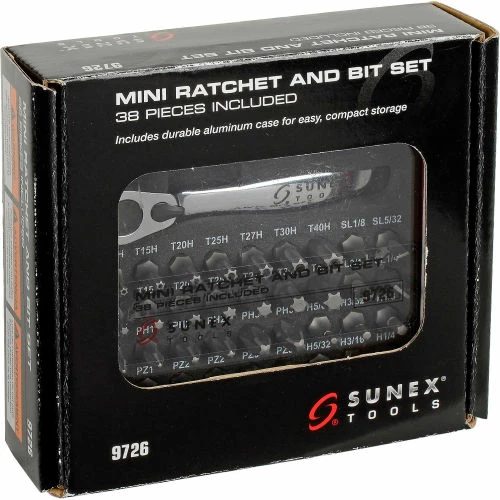 Sunex Tools 9726 38 PC. Mini Ratchet & Bit Set W/ Aluminum Case 7 Sunex Tools 9726 38 PC. Mini Ratchet & Bit Set W/ Aluminum Case - Image 5
