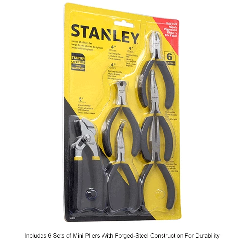 Stanley 84-079 6 Piece Basic Miniature Plier Set (Long Nose, Diagonal, Tongue & Groove, End Cutter) 7 Stanley 84-079 6 Piece Basic Miniature Plier Set (Long Nose, Diagonal, Tongue & Groove, End Cutter) - Image 5
