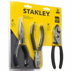 Stanley 84-114 3 Piece Basic Plier Set (Long Nose, Slip Joint, Diagonal)