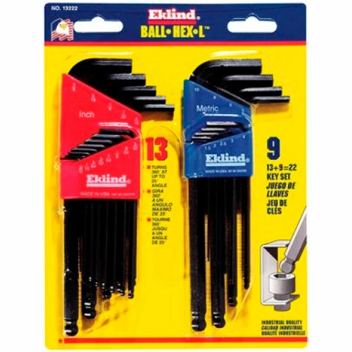 Eklind Tool Eklind 13222 .050-3/8" & 1.5MM-10MM 22Pc. Ball End Combo Metric & SAE Hex Key Set 9 Eklind Tool Eklind 13222 .050-3/8" & 1.5MM-10MM 22Pc. Ball End Combo Metric & SAE Hex Key Set - Image 7