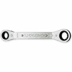 Urrea Offset Ratcheting Box-End Wrench, 1182, 5-7/16" Long, 3/8 x 7/16" Opening