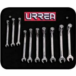 Urrea Flex Combination Metric Wrench Set, 1270HMF, 10 mm - 19 mm, 10 Piece Set