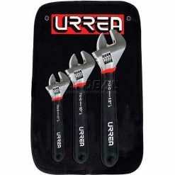 Urrea Cushion Grip Adjustable Wrench Set, 795G, 8", 10", 12", Chrome-Nickel Finish