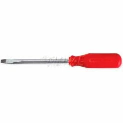 Urrea Red Handled Screwdriver, 9804R, Slotted Tip, 7-15/16"L, 4" X 1/4" Square Shank