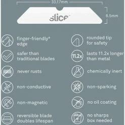 Slice® Replacement Ceramic Dual-Sided Blades - 10404 - Pack of 4 9 Slice® Replacement Ceramic Dual-Sided Blades - 10404 - Pack of 4 -Hand Tools popular store box cutter blades rounded tip features