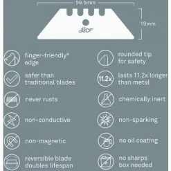 Slice® Replacement Ceramic Double-Sided Blades - 10524 - Pack of 2 9 Slice® Replacement Ceramic Double-Sided Blades - 10524 - Pack of 2 -Hand Tools popular store utility blades rounded tip features